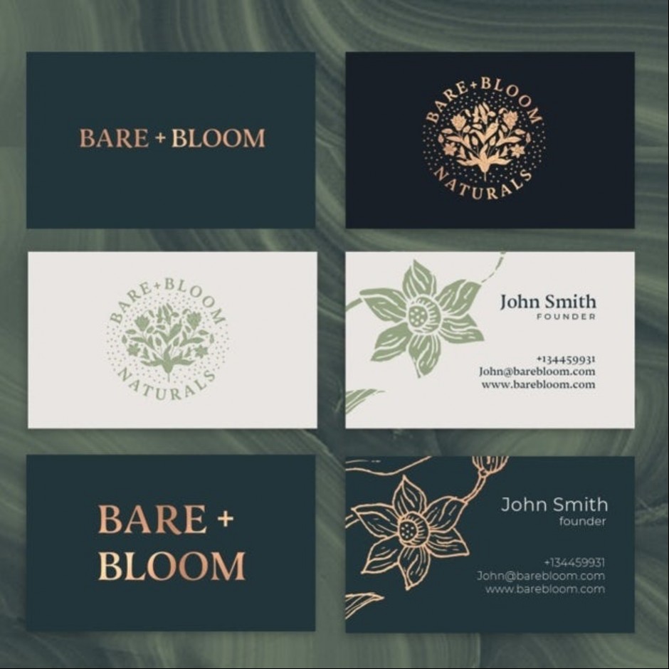 nhận diện thương hiệu đen, vàng, xanh và kem cho một công ty mỹ phẩm