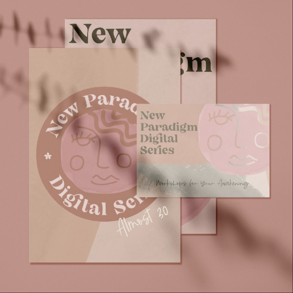 logo và nhận diện thương hiệu trong sắc thái của màu hồng và màu xanh lá cây